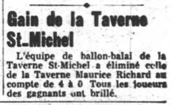 Sports results published in Montréal-matin, 1962