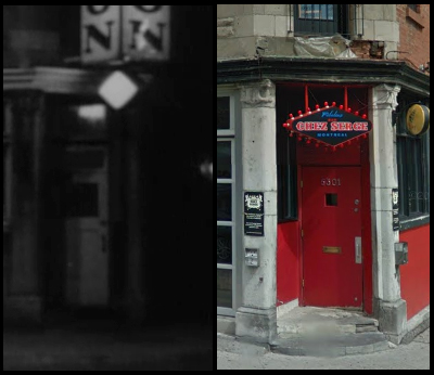 comparison image, 1972 frame from the film vs 2018 Google street view