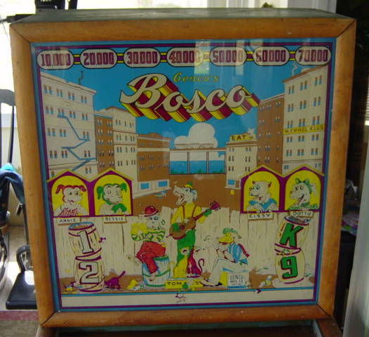 Bosco pinball machine backglass